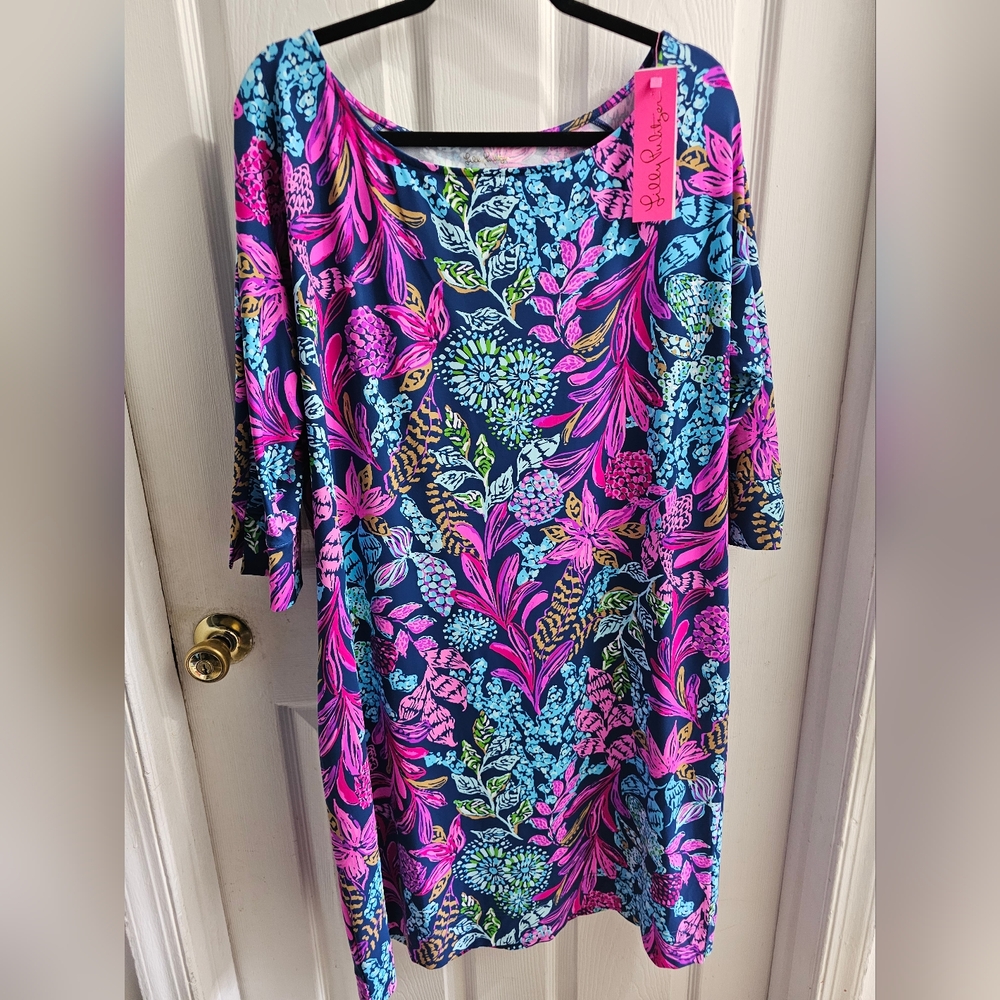 Lilly Pulitizer NWT Braedyn UPF 50+ Dress Aegean Navy Calypso Coast XXL